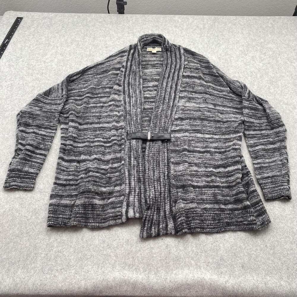 MICHAEL Michael Kors Cardigan Sweater Womens XL Gray Open Front Belted *HOLE*